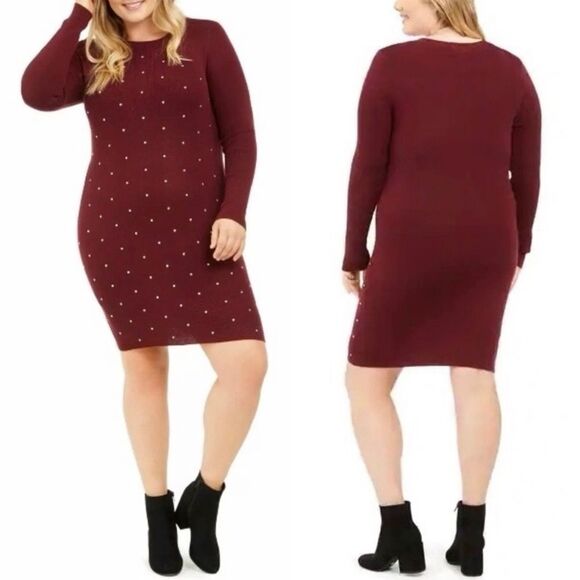 Planet Gold- Derek Heart Trendy Plus Size Studded Sweater Dress - Picture 1 of 7